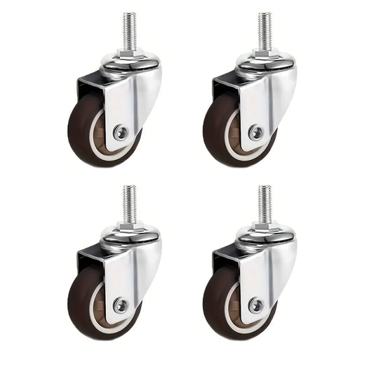 4 Pcs 1/1.25/1.5/2 inch Stem Caster Wheels Furniture Castor Wheels TPR Screw Rod Wheels Swivel Cartwheels for Carts Furniture