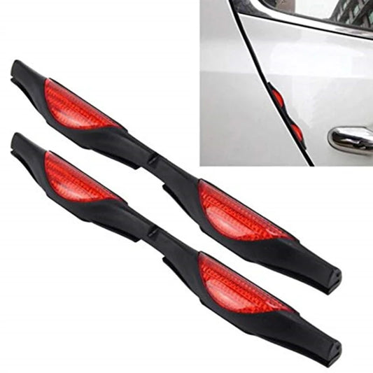 2Pcs Red Universal Car Van Door Guard Protectors Edge Strip Reflectors Scratch Protect Edge Car Door Anti-collision Strip