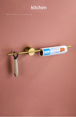 Movable Towel Bar Towel Hanger Bath Towel Holder Wall Towel Bar Space Aluminum Bathroom Shelf Kitchen Storage Rack 40/50cm