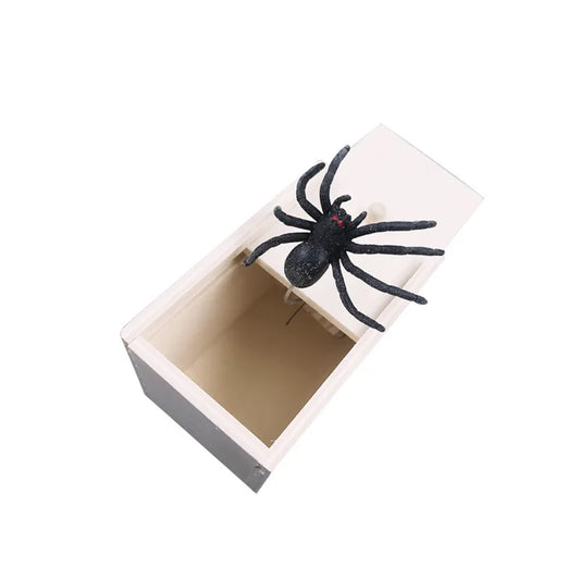 1 Piece New Spider Scare Box Wooden Hidden Box Prank Thriller Spider Fun Games Halloween Party Decoration Gift Antistress Gag