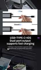 5-in-1 180W Car Fast Charger USB Type-C Power Adapter Retractable Phone Charger With Roof Starlight For IOS Android Phones
