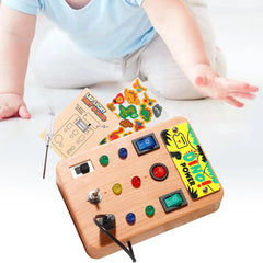 Children's Montessori LED Light Busy Board Simulation Switch Power Board Busy Light Button Puzzle Early Education Learning Toy