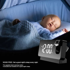 Digital Desktop Clocks 180° Projector on Ceiling Projection Alarm Clock LED Display Temperature Display for Bedroom Living Room