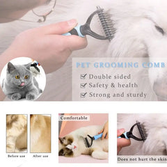 Dog Deshedding Brush Professional Pet Shedding Brush for Dogs Cats Fur Knot Cutter Double sided Pet Grooming Clean Comb