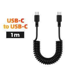 66W Fast Charging Car Spring Telescopic USB Type C Charging Cable for iPhone 15 16 Huawei Data Cable Type C to Type C Cable