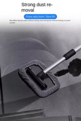 Car Window Cleaner Brush Kit Microfiber Windshield Cleaning Tool Auto Interior Glass Wash Wiper Long Handle Reusable Cloth Pad