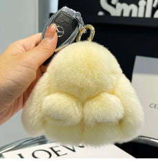 Mini Cute Real Rex Rabbit Fur Bunny Keychain Toy Doll Keyring Tote Bag Charm 10CM Fur Rabbit Keychain Car Pendant