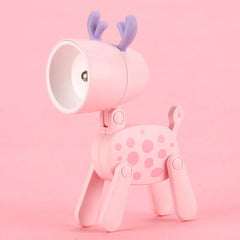 Mini LED Night Light Cute Cartoon Desk Lamp Puppy Deer Desktop Ornament Bedroom Table Lights Children Holiday Gifts
