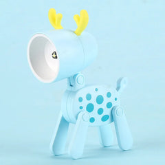 Mini LED Night Light Cute Cartoon Desk Lamp Puppy Deer Desktop Ornament Bedroom Table Lights Children Holiday Gifts