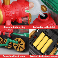 Train Toy for Toddlers 3-5, Trucks Locomotive Electric Steam Engine with Smoke, Light & Sound, Toddler Toy Trucks for Boys Gift