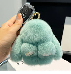 Mini Cute Real Rex Rabbit Fur Bunny Keychain Toy Doll Keyring Tote Bag Charm 10CM Fur Rabbit Keychain Car Pendant