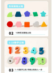 Kids Montessori Math Toys for Toddlers Educational Wooden Puzzle Fishing Toys Count Number Shape Matching Sorter Games Board Toy