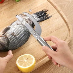 2 in 1 Stainless Steel Scraper and Cutter Fish Cleaning Tools for Home Kitchen and Restaurant Use and Cutter