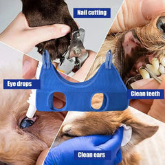 Auxiliary Holder Pet Hammock Repairing Nail Cat Dog Grooming Hammock Restraint Bag with 2 Hooks Cat Grooming Cleaning Holder