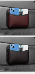 Universal Car Organizer Mesh Storage Bag Net Pocket Phone Holder Net Auto Seat Side Interior Back Sundries Pocket Holder Leather
