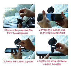 Wide-angle Rearview Mirror With 360° Rotates Adjustable Suction Cup Interior Rear View Mirrors Universal Car Rear Mirror