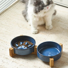 Cute Japanese Style Pet Ceramic Bowl Anti Rollover Cat Paw Cat Slow Food Bowl Anti Choke Round Pet Water Bowl Home