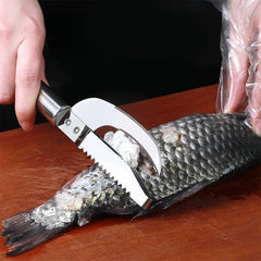 2 in 1 Stainless Steel Scraper and Cutter Fish Cleaning Tools for Home Kitchen and Restaurant Use and Cutter