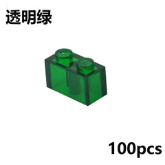 100Pcs MOC Transparent 1x2 Dots Colorful Thick Building Blocks Accessories Parts Classic Clear Bricks Toys Compatible With 3004