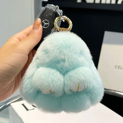 Mini Cute Real Rex Rabbit Fur Bunny Keychain Toy Doll Keyring Tote Bag Charm 10CM Fur Rabbit Keychain Car Pendant