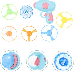 Children Saucer Launcher Pistol Outdoor Spinning Top Dinosaur Gun Toys Flying Disc Bamboo Dragonfly Ejection Luminous Gyroscope