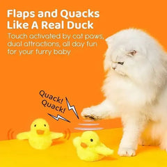 Interactive Cat Toy USB Rechargeable Chirping Flapping Sparrow Duck Bird-Shaped Touch Squeak Plush Toy with Catnip Pet Supply