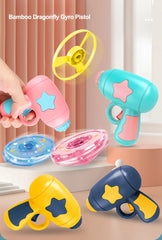 Children Saucer Launcher Pistol Outdoor Spinning Top Dinosaur Gun Toys Flying Disc Bamboo Dragonfly Ejection Luminous Gyroscope