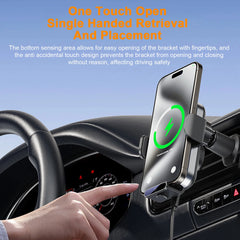 Car Mount Phone Holder Wireless Charger Fast Charging Air Vent Car Charging Holder One-touch Clamping Charger Mount