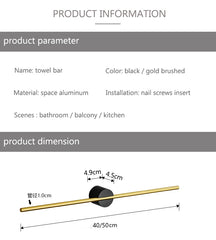 Movable Towel Bar Towel Hanger Bath Towel Holder Wall Towel Bar Space Aluminum Bathroom Shelf Kitchen Storage Rack 40/50cm