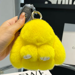 Mini Cute Real Rex Rabbit Fur Bunny Keychain Toy Doll Keyring Tote Bag Charm 10CM Fur Rabbit Keychain Car Pendant