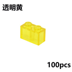 100Pcs MOC Transparent 1x2 Dots Colorful Thick Building Blocks Accessories Parts Classic Clear Bricks Toys Compatible With 3004