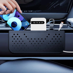 Car Leather Storage Bag Multifunctional Storage Box Car Side Pocket Organizer Leather Adhesive Auto Pocket Pouch