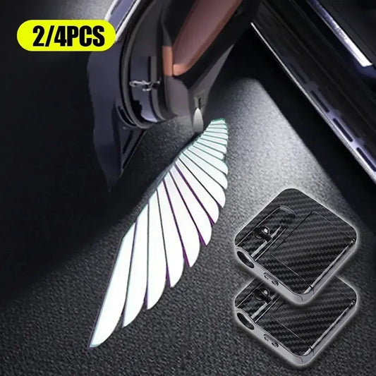 Car Angel Wings Wireless Car Door Welcome Decorative Light Courtesy Shadow Projector Lamp LED HD Logo Light Car Accessories