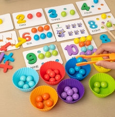 Clip Beads Wooden Toy Kids Sorting Bowl Toddler Learning Activities Fine Motor Skills Toy Preschool Early Educational Montessori