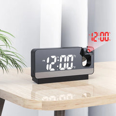 Digital Desktop Clocks 180° Projector on Ceiling Projection Alarm Clock LED Display Temperature Display for Bedroom Living Room