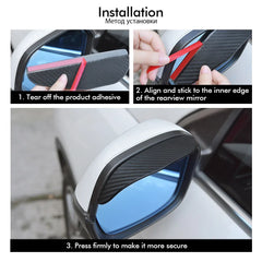 1set Car Carbon Fiber Rain Eyebrow Rearview Mirror Visor Shade Rain Cover Rear View Mirror Rainy Shield Guard Auto Accessories