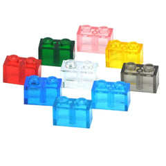 100Pcs MOC Transparent 1x2 Dots Colorful Thick Building Blocks Accessories Parts Classic Clear Bricks Toys Compatible With 3004