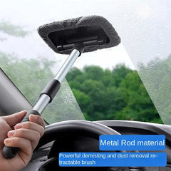 Car Window Cleaner Brush Kit Microfiber Windshield Cleaning Tool Auto Interior Glass Wash Wiper Long Handle Reusable Cloth Pad