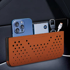 Car Leather Storage Bag Storage Box Multifunctional Car Side Pocket Organizer Leather Adhesive Auto Pocket Pouch