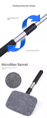 Car Window Cleaner Brush Kit Microfiber Windshield Cleaning Tool Auto Interior Glass Wash Wiper Long Handle Reusable Cloth Pad