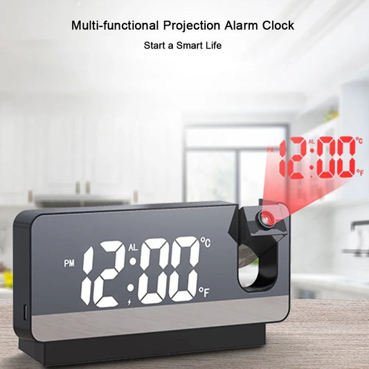 Digital Desktop Clocks 180° Projector on Ceiling Projection Alarm Clock LED Display Temperature Display for Bedroom Living Room