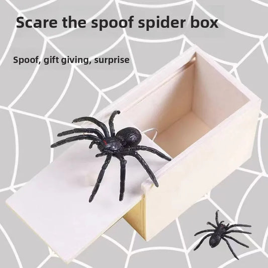 1 Piece New Spider Scare Box Wooden Hidden Box Prank Thriller Spider Fun Games Halloween Party Decoration Gift Antistress Gag