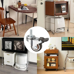 4 Pcs 1/1.25/1.5/2 inch Stem Caster Wheels Furniture Castor Wheels TPR Screw Rod Wheels Swivel Cartwheels for Carts Furniture