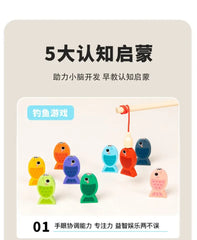 Kids Montessori Math Toys for Toddlers Educational Wooden Puzzle Fishing Toys Count Number Shape Matching Sorter Games Board Toy