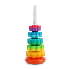 Baby cognition rainbow spinning tower toy funny Montessori early education geometric ring stacking block Sensory Toy for Toddler