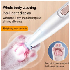 New Dog Paw Trimmer with LED Light Fully Waterproof Pet Hair Trimmer with LED Display Dog Clippers for Grooming 18mm Widen Blade