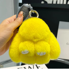 Mini Cute Real Rex Rabbit Fur Bunny Keychain Toy Doll Keyring Tote Bag Charm 10CM Fur Rabbit Keychain Car Pendant