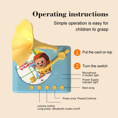 Children's Phonograph Story Music Player Toddler Toys Kids Gramophone with 96 Cards Early Childhood Education Birthday Gift