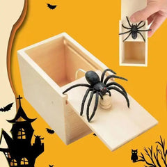 1 Piece New Spider Scare Box Wooden Hidden Box Prank Thriller Spider Fun Games Halloween Party Decoration Gift Antistress Gag
