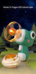 Children Saucer Launcher Pistol Outdoor Spinning Top Dinosaur Gun Toys Flying Disc Bamboo Dragonfly Ejection Luminous Gyroscope